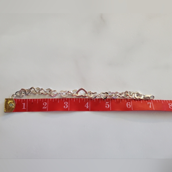 Silver Tone Hearts Link Bracelet - Picture 3 of 7